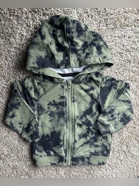 Wonder Nation Baby Tie Dye Zip Hoodie Jacket 12M Green Black